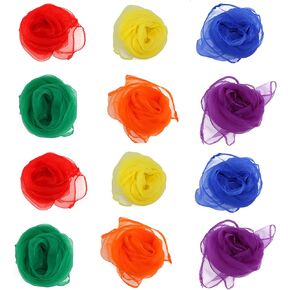 12pcs tissue box baby toy play silks juggling scarves scarf dance for playsilks- Square Hemmed Rhythm Scarves Juggling Scarves Dance Scarves Yellow Orange- Green Purple Red Blue
