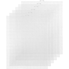 6pcs Plastic Mesh Canvas Sheets for Embroidery, 13.5x10.4 Inch 7 Count Plastic Canvas Sheets Cross Stitch Plastic Aida Plastic Mesh Screen for Crafts Making (White)