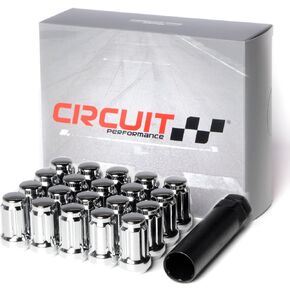 Circuit Performance Spline Drive Tuner Acorn Lug Nuts Chrome 12x1.5 Forged Steel (20pc + Tool)