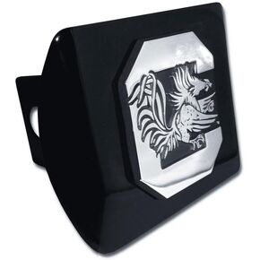 South Carolina Gamecocks Black Metal Trailer Hitch Cover with Chrome Metal Logo (For 2" Receivers)