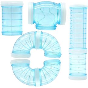 Hamster Tube Set, 8 Pack Transparent Curved Pipe Pet Cage Tunnel Hamster Toy DIY Creative Connection Tunnel External Sports Tube for Mouse Hamster Rat and Other Small Animals