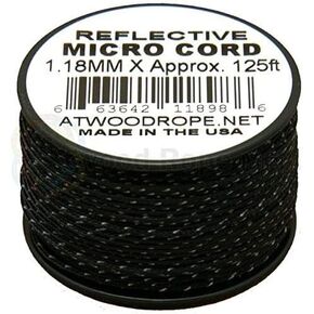 Atwood Rope MFG Tactical Nylon/Polyester Micro Utility Cord Reflective 1.18mm X 125ft Reusable Spool | Fishing Gear, Jewelery Making, Camping Accessories (Neon Yellow Reflective)