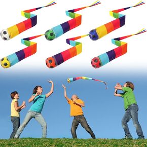 Leyndo Throw and Catch Ball with Tails Colorful Sport Soccer Style Throwing Balls Playground Sport Game Indoor Outdoor for Boys Girls Throwing Activities School, 25.59 Inches(6 Pcs)