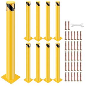 GARVEE Safety Bollard Post, 36 x 4.5 inch Steel Traffic Parking Barrier Bollards, Yellow, 4 Pack