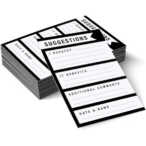SBLABELS Suggestion Card / 100 Feedback Box Cards/Workplace Improvement Suggestion Cards/Flat 4" x 6" Request Cards