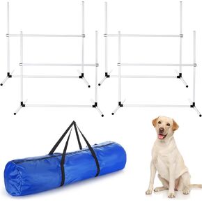 Shappy 4 Pieces Dog Agility Equipment with Adjustable Height Jump Bars Adjustable Dog Agility Jumps with Carry Bag Exercise Jumping Hurdles for Indoor Outdoor Course Game(Blue)