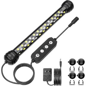 SEAOURA Led Aquarium Light with Timer, Submersible Aquarium Lights for Fish Tank, Fish Tank Light with Auto On/Off, 3 Lighting Modes, Adjustable Brightness (26.8 in for 28-52inch Planted Tank), 14W