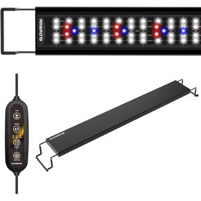 GLOWRIUM Aquarium Light, LED Full Spectrum Freshwater Fish Tank, Daylight/Moonlight Mode and infinitely dimmable, Fish Tank Light with auto-on/Off Timer (12-17 in)