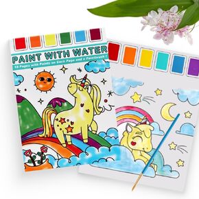 Gibaniza Paint with Water Coloring Book - Unicorn Coloring Books with Brush for Ages 4-8 - Arts and Crafts for Drawing Activity Books Art Supplies