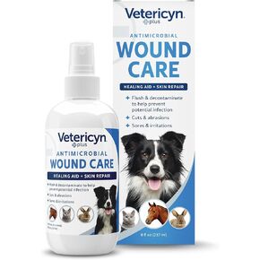 Vetericyn Plus Dog Wound Care Spray | Healing Aid and Skin Repair, Clean Wounds, Relieve Itchy Skin, and Prevent Infection, Safe for All Animals. 8 Ounces