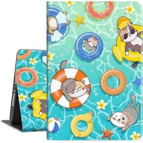iPad 9Th Generation Case,iPad Case 9Th Generation,iPad 7Th Generation Case,iPad 8Th Generation Case 10.2 inch Multi-Angle Viewing Adjustable Stand Auto Wake/Sleep Cats Swimming in The Sun