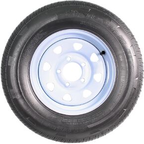 eCustomRim Mounted Radial Trailer Tire Rim ST175/80R13 175/80R-13 5 Lug Wheel White Spoke - 6 Year Warranty w/Free Roadside