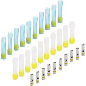 JRready ST6385-16-50 MiniSeal Crimp Splices: 50pcs Blue Butt Splice Connectors 20-16 AWG (M81824/1-2), Wire-to-Wire Splicing with Alternative Temp. PVDF/PE Tubes