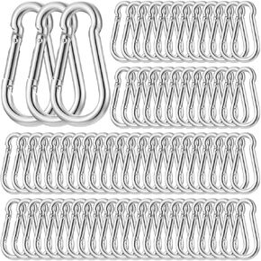 Menkxi 250 Pcs Spring Snap Hooks Bulk M5 3/16" Galvanized Iron Snap Hook 2" Heavy Duty Quick Link Clip Keychain 220 Lbs Holding Capacity Clip for Camping Gym, Door Leash and Harness