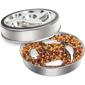 Jegtew 1Pack Slow Feeder Dog Bowls for Small to Medium Dogs - 3 Cup Capacity, Dual-Design for Dry and Wet Food, 304 Stainless Steel, Anti-Slip Base - Prevents Bloating and Obesity, Dishwasher Safe in Kuwait