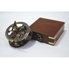 NAUTICAL COLLECTION | 5 inches Steampunk Sundial Compass Beautiful in Wood Case | Unique Vintage Gift