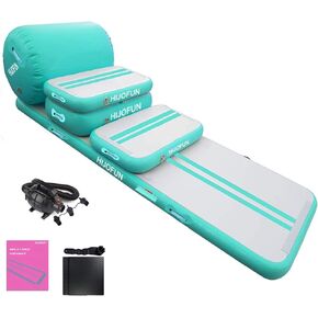 HIJOFUN Premium Inflatable Air Tumbling Track for Gymnastics 5pcs Set Tumble Mat with 650W Electric Air Pump for Home Kids/Gym/Yoga/Training/Cheerleading/Outdoor/Pool/Beach