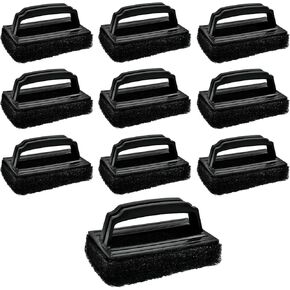 Akamino 10 Pcs Screen Printing Scrub Pad,Screen Print Ink Scrub Cleaner Brush with Handle, Chemical Resistant Silkscreen Ink Remover for Degreasing Reclaiming Mesh Frame (Black)
