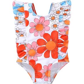 Newborn Baby Girl Ruffle Swimsuit Infant Toddler One Piece Floral Bikini Beach Bathing Swimwear Set in Saudi Arabia