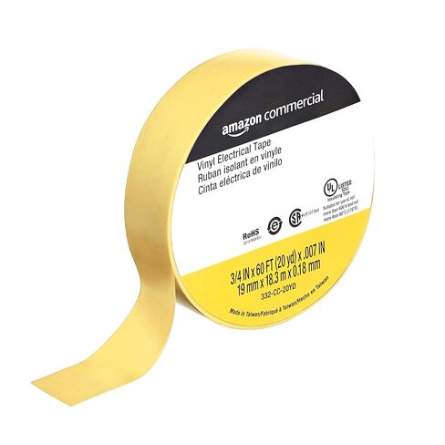 شريط كهربائي من الفينيل التجاري من أمازون، 3/4 بوصة × 60 قدم × 0.007 بوصة (19 ملم × 18.3 متر × 0.18 ملم)، أسود، 6 عبوات in Kuwait