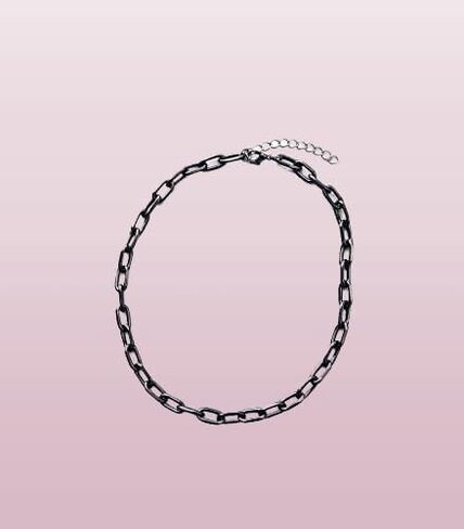 Gunmetal Black Paperclip Chain Necklace Thick Long Linked Chains Paper Clip Hardware Chains in Saudi Arabia