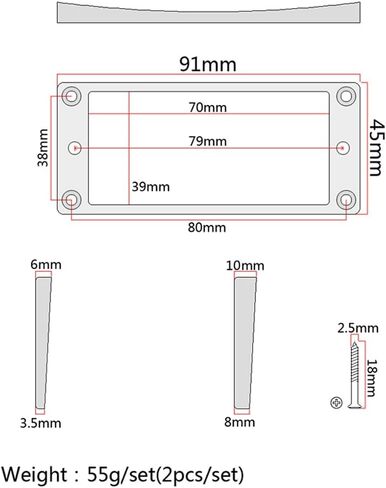 2pcs electric guitar metal ring metal humbucking pickup mounting frame humbucker cover plate humbucker frame humbucker pickup ring frame mounting ring pickup truck flat in Saudi Arabia