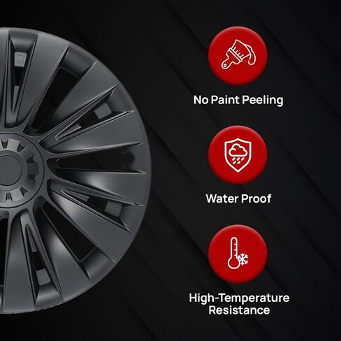 غطاء عجلة Modern Trove Tesla Model Y، أغطية محورية لطراز Tesla Y، استبدال غطاء العجلة، واقي حافة Tesla - أسود مطفي 19 بوصة، مجموعة من 4 قطع، تناسب موديلات 2020-2023 in Kuwait
