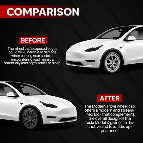 غطاء عجلة Modern Trove Tesla Model Y، أغطية محورية لطراز Tesla Y، استبدال غطاء العجلة، واقي حافة Tesla - أسود مطفي 19 بوصة، مجموعة من 4 قطع، تناسب موديلات 2020-2023 in Kuwait