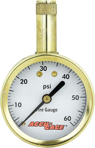 مقياس ضغط الإطارات Accu-Gage من Milton Dial مع ظرف هواء مستقيم - معتمد من ANSI لإطارات الدراجات النارية/السيارات/الشاحنات 0-60 رطل لكل بوصة مربعة in Kuwait