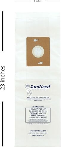 Janitized JAN-CMZOOM-2(3)-EA حقيبة مكنسة كهربائية تجارية بديلة ممتازة مصممة لتناسب مكانس CleanMax Zoom (عبوة من 3 قطع) in Kuwait