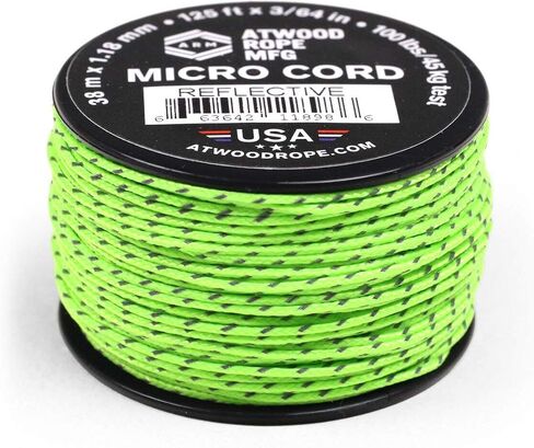 حبل Atwood Rope MFG التكتيكي من النايلون/البوليستر سلك متعدد الاستخدامات عاكس 1.18 مم × 125 قدم بكرة قابلة لإعادة الاستخدام | معدات صيد الأسماك، وصناعة المجوهرات، وإكسسوارات التخييم (أصفر نيون عاكس) in Saudi Arabia
