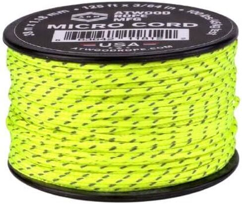 حبل Atwood Rope MFG التكتيكي من النايلون/البوليستر سلك متعدد الاستخدامات عاكس 1.18 مم × 125 قدم بكرة قابلة لإعادة الاستخدام | معدات صيد الأسماك، وصناعة المجوهرات، وإكسسوارات التخييم (أصفر نيون عاكس) in Saudi Arabia