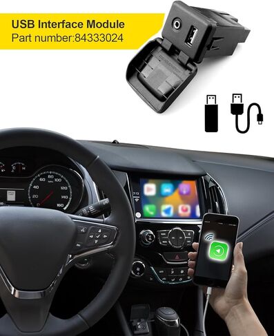 مشغل الصوت Jet Black ووحدة واجهة وعاء USB مناسبة لطراز شيفروليه كروز كاديلاك جي إم سي بويك، استبدل 84333024 بأدوات التثبيت in Kuwait