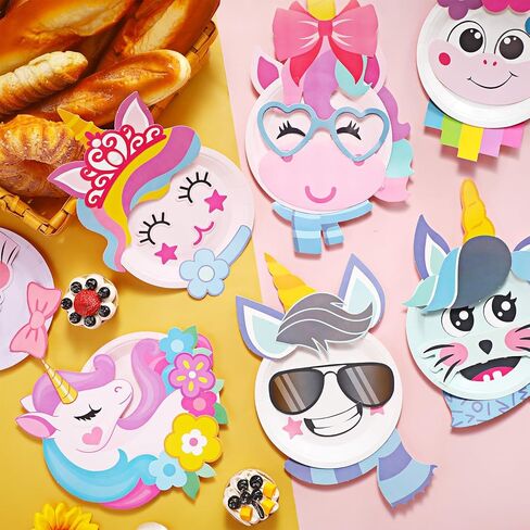 Layhit 24 Pieces Cute Unicorn Plate Craft Kits Unicorn Educational Arts Crafts Unicorn Early Learning Artwork DIY Craft Project for Boys Girls Preschool Unicorn Party Supplies Decorations, 8 Styles in Saudi Arabia