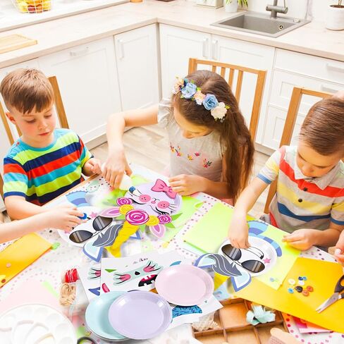 Layhit 24 Pieces Cute Unicorn Plate Craft Kits Unicorn Educational Arts Crafts Unicorn Early Learning Artwork DIY Craft Project for Boys Girls Preschool Unicorn Party Supplies Decorations, 8 Styles in Saudi Arabia