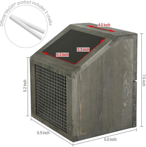 MyGift Vintage Gray Solid Wood Comment and Donation Box with Lock and Rustic Wire Front Panel, Multipurpose Drop Box for Restaurant Tip, Votes, Suggestion Box, Card Box with Chalkboard Sign in Saudi Arabia