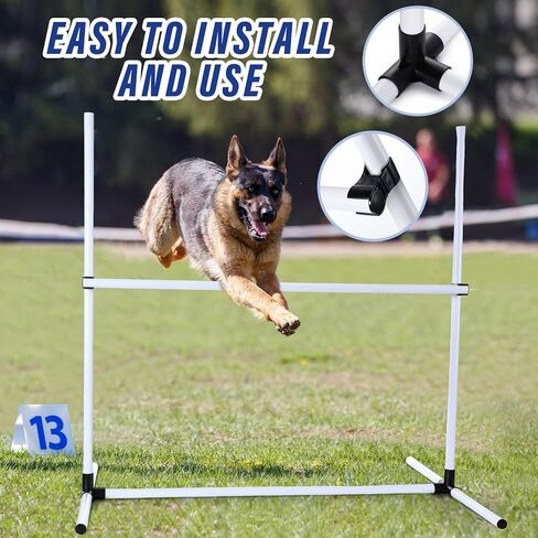 Shappy 4 Pcs Dog Agility Jumps Adjustable Height Hurdles with Bag,White in Kuwait