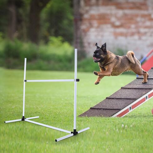 Shappy 4 Pcs Dog Agility Jumps Adjustable Height Hurdles with Bag,White in Kuwait