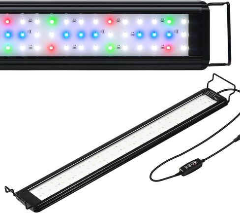 Tatub 16W LED Aquarium Light for 24"-30" Fish Tank, Fish Tank Light with 10 Levels of Brightness, Full Spectrum Aquarium Light with White Blue Red Green LEDs, Fit for Fresh Water Fish Tank in Kuwait