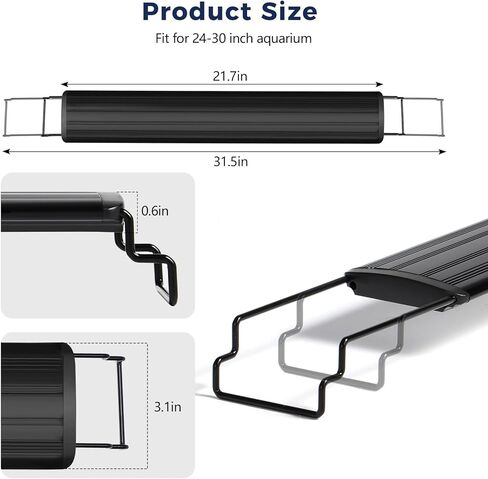 Tatub 16W LED Aquarium Light for 24"-30" Fish Tank, Fish Tank Light with 10 Levels of Brightness, Full Spectrum Aquarium Light with White Blue Red Green LEDs, Fit for Fresh Water Fish Tank in Kuwait