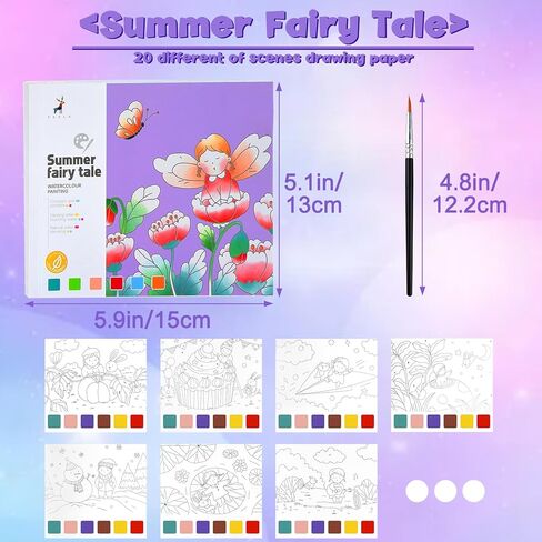 دفاتر تلوين الألوان المائية من تريتيك، ورق رسم بالألوان المائية، كتاب طلاء بألوان مائية للأطفال من سن 3 4 5 6 7 8، الفنون والحرف اليدوية للفتيات والأولاد in Kuwait