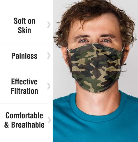 WECARE Disposable Face Mask Individually Wrapped - 50 Pack, Printed Masks - 3 Ply in Saudi Arabia