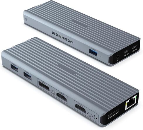 SUTOUG USB C Hub, 11 in 1 Docking Station with Multi Display for D-ell, Hua-wei, Le-novo - Includes 2 C to C and C to A Cables, 2 * 4K HDMI, 2 * 4K DP, 3 * 10Gbps USB-A, Ethernet, PD, 3.5MM Jack in Saudi Arabia