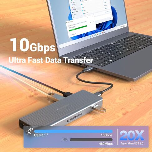 SUTOUG USB C Hub, 11 in 1 Docking Station with Multi Display for D-ell, Hua-wei, Le-novo - Includes 2 C to C and C to A Cables, 2 * 4K HDMI, 2 * 4K DP, 3 * 10Gbps USB-A, Ethernet, PD, 3.5MM Jack in Saudi Arabia