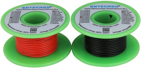 BNTECHGO بكرة سلك سيليكون مقاس 22، أحمر 25 قدم وأسود 25 قدم مرن 22 AWG سلك نحاسي معلب in Saudi Arabia