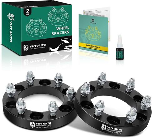 YHTAUTO 6x5.5 Wheel Spacers 1 inch Fits Chevrolet Silverado, Tahoe, C/K, GMC Sierra,Yukon, Cadillac Escalade, Forged 6x139.7mm Tire Spacers 25mm with M14x1.5 Studs 108mm Hub Bore 2Pcs, Black in Saudi Arabia