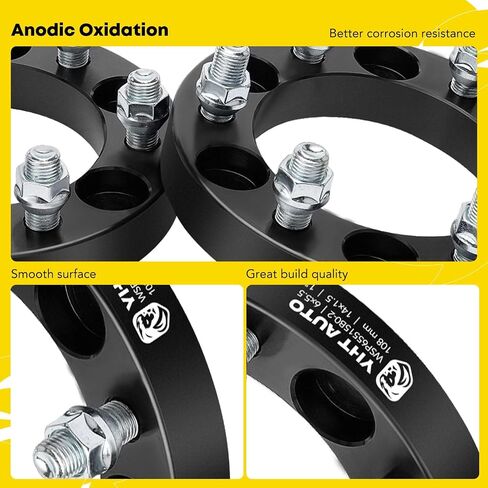 YHTAUTO 6x5.5 Wheel Spacers 1 inch Fits Chevrolet Silverado, Tahoe, C/K, GMC Sierra,Yukon, Cadillac Escalade, Forged 6x139.7mm Tire Spacers 25mm with M14x1.5 Studs 108mm Hub Bore 2Pcs, Black in Saudi Arabia
