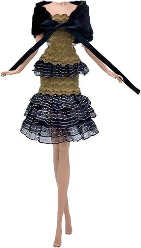 Fashion Doll Clothes Dress and Accessories 5 Sets Doll Dress Outfits + 12 Pairs Random Style Shoes for 11.5" Girl Dolls (Style C) in Saudi Arabia