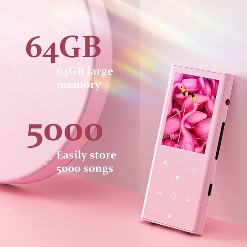 64GB Mp3 Player with Bluetooth 5.2, COCONISE Music Player with Speaker Hi-Fi Lossless Sound Quality, with FM Radio, Voice Recording, E-Book Function,Super Light Perfect for Running in Kuwait