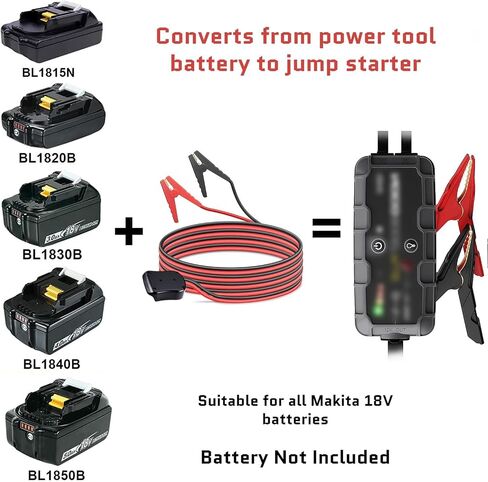 Beleeb Jumper Cables with Adapter for Makita 18V Batteries, 8AWG 4.92FT Jump Starter Auto Booster Cable for Jump Starting Car Using Tool Battery in Saudi Arabia